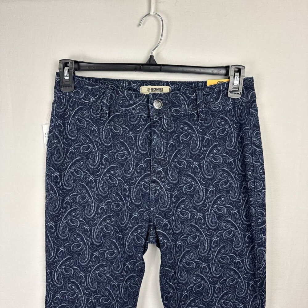 Rock and Roll Denim Paisley High Rise Flare Jeans Women's 29x32 NWT stretch dark